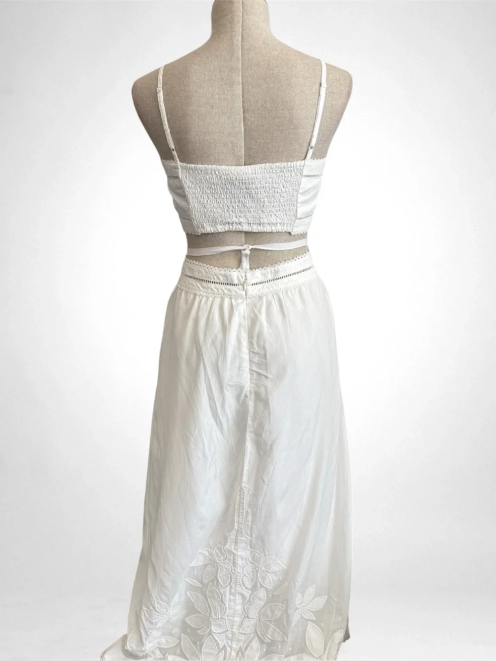AllSaints Mala Broderie Dress Chalk White Size US 10 / UK 14 NWT - Picture 6 of 13